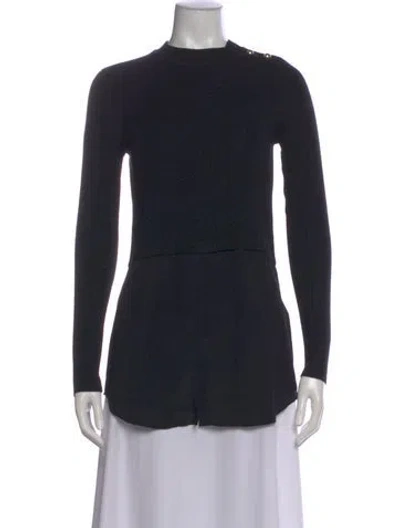Pre-owned Sandro Merino Wool Crew Neck Top In Black