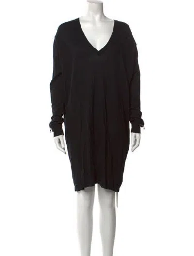 Pre-owned Sandro Merino Wool Knee-length Dress In Black