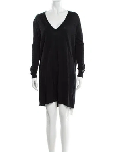 Pre-owned Sandro Merino Wool Mini Dress In Black