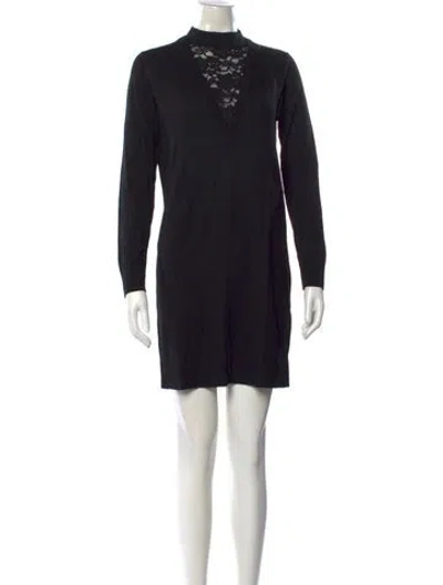 Pre-owned Sandro Merino Wool Mini Dress In Black