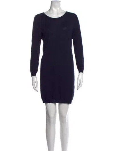 Pre-owned Sandro Merino Wool Mini Dress In Blue