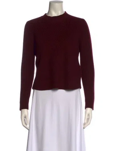 Pre-owned Sandro Merino Wool Mock Neck Sweater In Burgundy