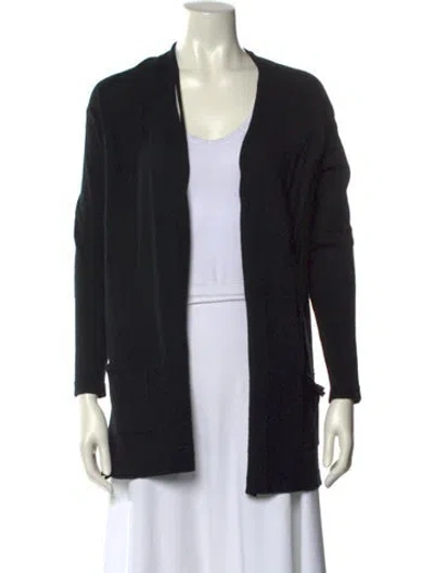 Pre-owned Sandro Merino Wool Open Front Sweater In Black