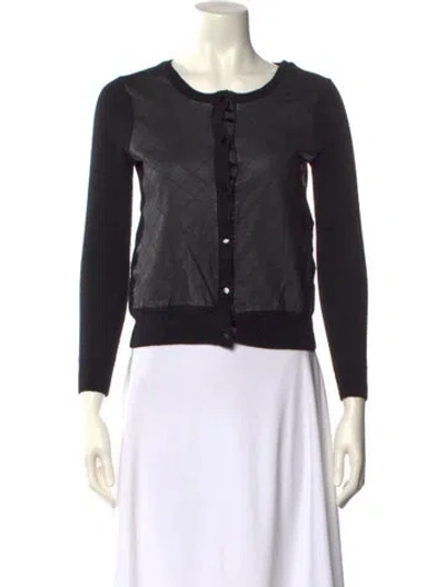 Pre-owned Sandro Merino Wool Scoop Neck Sweater In Black