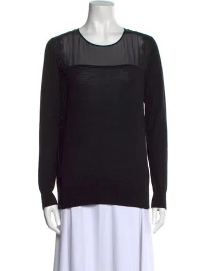 Pre-owned Sandro Merino Wool Scoop Neck Sweater In Blue