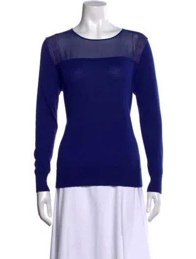 Pre-owned Sandro Merino Wool Scoop Neck Top In Blue