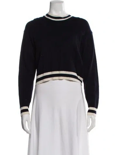 Pre-owned Sandro Merino Wool Striped Sweater In Blue