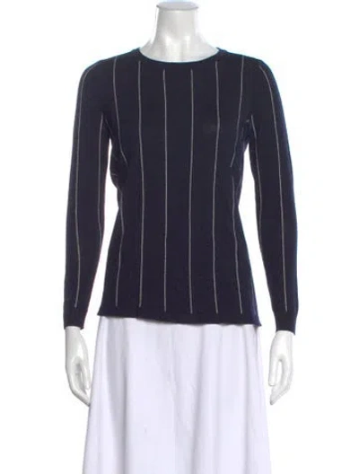Pre-owned Sandro Merino Wool Striped Sweater In Blue