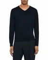 Sandro Merino Wool V-neck Sweater In Black