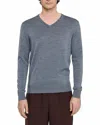 Sandro Merino Wool V-neck Sweater In Gray