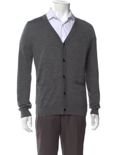 Pre-owned Sandro Merino Wool V-neck Cardigan In Gray