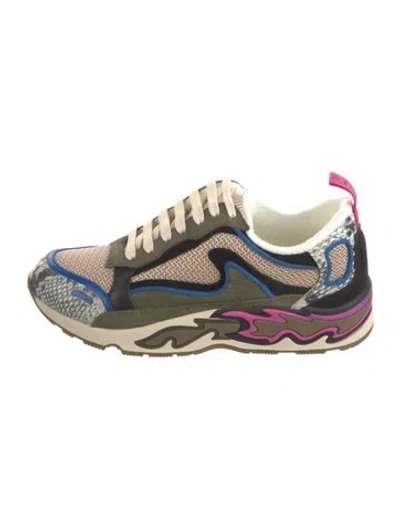Pre-owned Sandro Mesh Animal Print Chunky Sneakers In Neutral