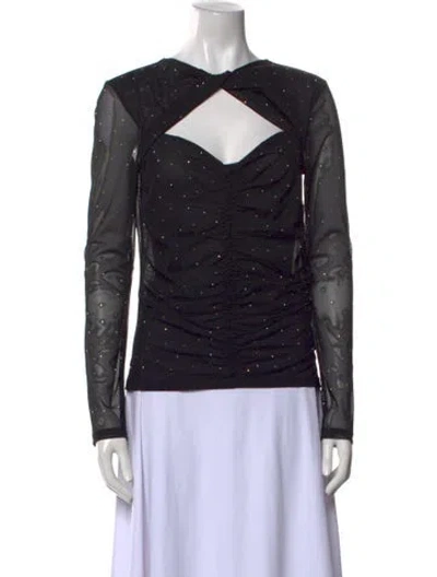 Pre-owned Sandro Mesh Cowl Neck Sweatshirt W/ Tags In Black