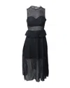 Sandro Mesh Cutout Sleeveless Midi Dress In Black Cotton In Black