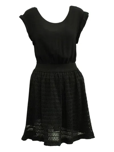 Pre-owned Sandro Mesh-insert Mini Dress In Black