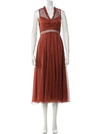 Pre-owned Sandro Mesh Long Dress In Orange