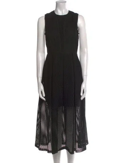 Pre-owned Sandro Mesh Midi Length Dress In Black