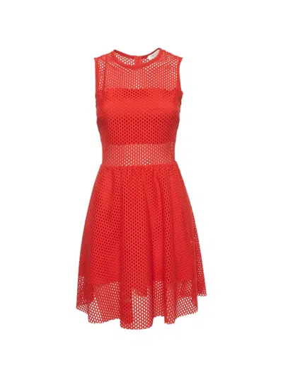 Pre-owned Sandro Mesh Mini Dress In Red