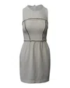 Sandro Mesh Paneled Sheath Dress In Cream Polyester In White