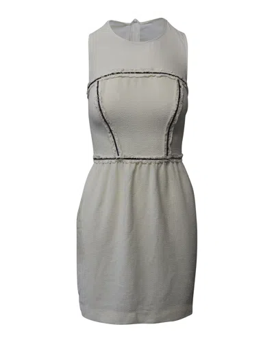 Sandro Mesh Paneled Sheath Dress In Cream Polyester In White