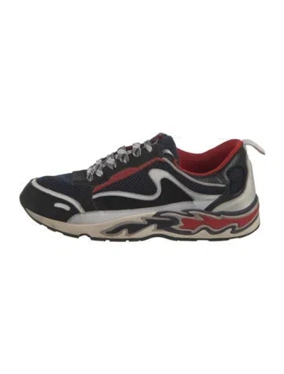 Pre-owned Sandro Mesh Printed Sneakers In Blue