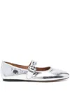 Sandro Womens  Crinkled-texture Metallic-leather Mary Jane Flats In Silver