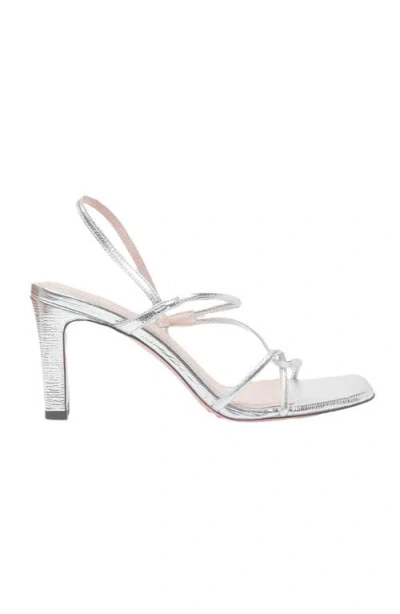 Sandro Leather Sandals With Block Heel In Silver