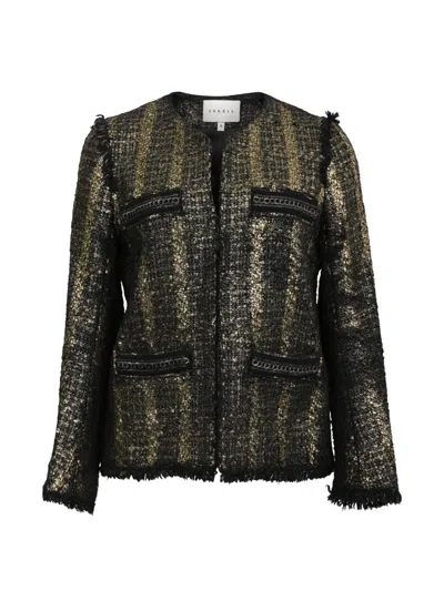 Pre-owned Sandro Metallic Tweed Blazer In Black