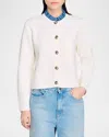 SANDRO MEUNIER RUFFLED NECK CARDIGAN