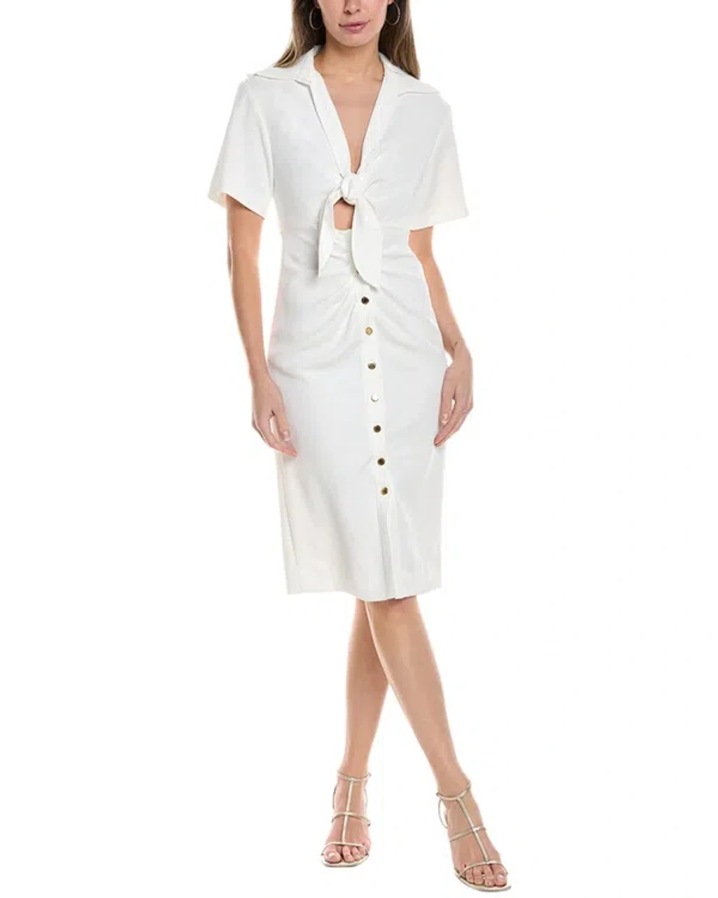 Sandro Midi Dress In Beige | ModeSens