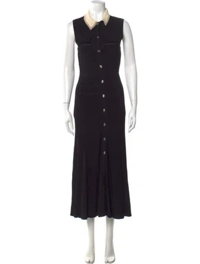 Pre-owned Sandro Midi Length Dress In Black