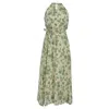 Sandro Midi Palm Print Dress In Cream Linen In White