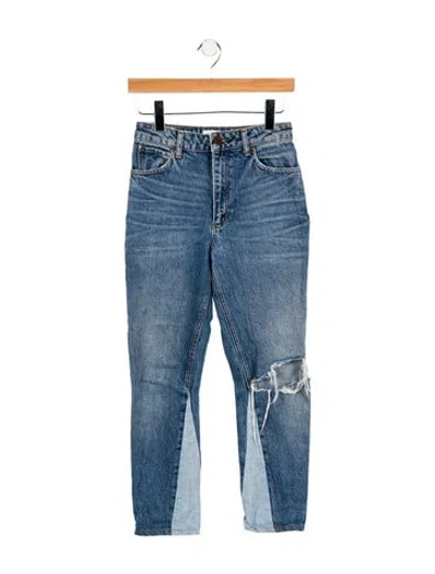Pre-owned Sandro Mid-rise Straight Leg Jeans In Blue