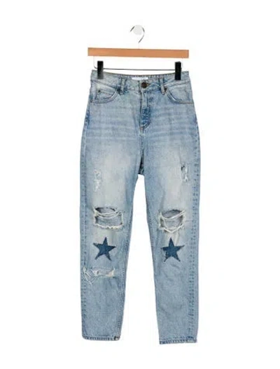 Pre-owned Sandro Mid-rise Straight Leg Jeans In Blue