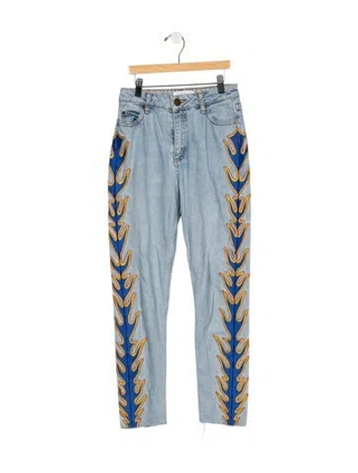 Pre-owned Sandro Mid-rise Straight Leg Jeans In Blue