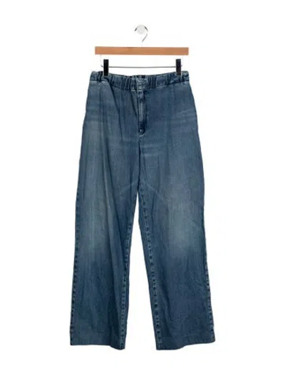 Pre-owned Sandro Mid-rise Straight Leg Jeans In Blue