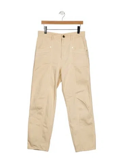 Pre-owned Sandro Mid-rise Straight Leg Jeans In Neutral