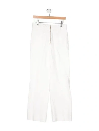 Pre-owned Sandro Mid-rise Straight Leg Jeans In White