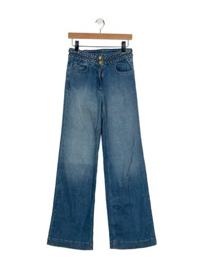 Pre-owned Sandro Mid-rise Wide Leg Jeans In Blue