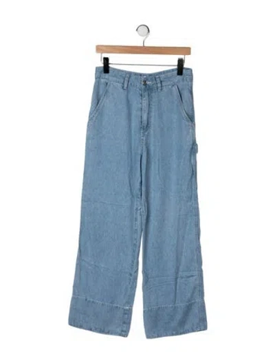 Pre-owned Sandro Mid-rise Wide Leg Jeans In Blue