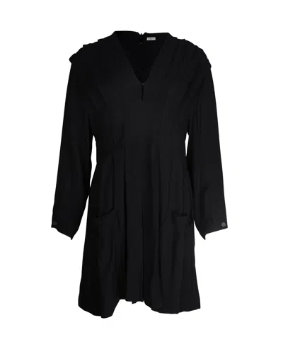 Sandro Milene Pleated Crepe Mini Dress In Black Viscose