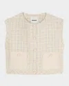 Sandro Decorative Tweed Jacket In Yellow / Ecru