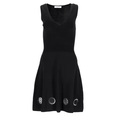 Sandro Mini Cut-out Detail Knitted Sleeveless Dress In Black Polyamide