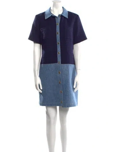 Pre-owned Sandro Mini Dress In Blue