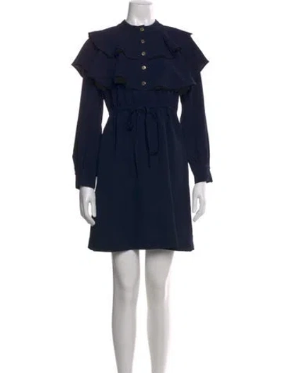 Pre-owned Sandro Mini Dress In Blue