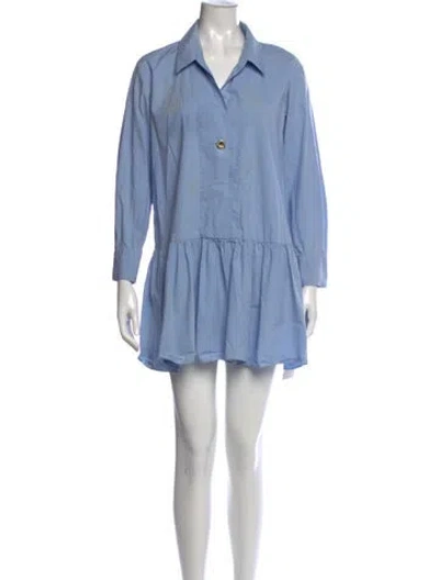 Pre-owned Sandro Mini Dress In Blue