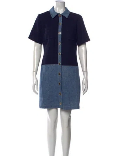 Pre-owned Sandro Mini Dress In Blue