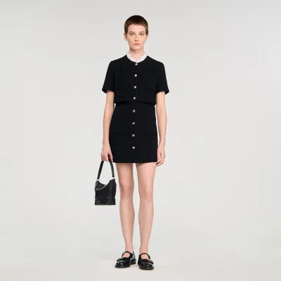 Sandro Mini Dress With Detachable Collar In Black