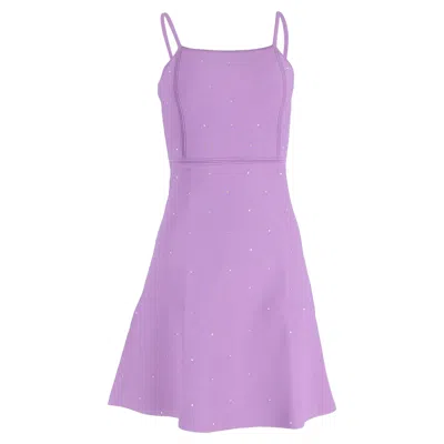 Sandro Mini Elize Crystal-embellished Knitted Dress In Purple Viscose