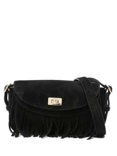 Sandro Mini Fringed Crossbody Bag In Black